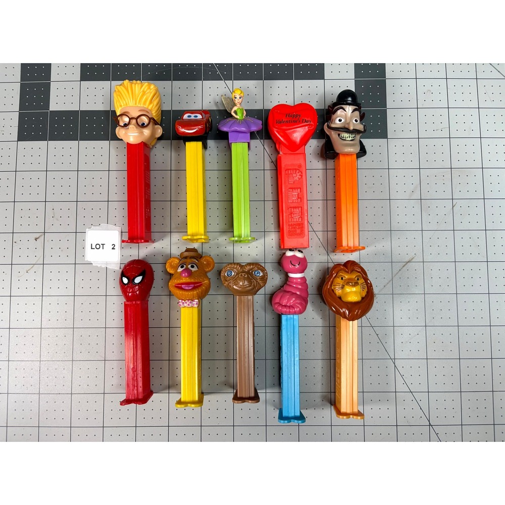 Vintage PEZ Dispenser Lot of 10 Spider-Man ET Fozzie Bear Disney Cars Tinkerbell